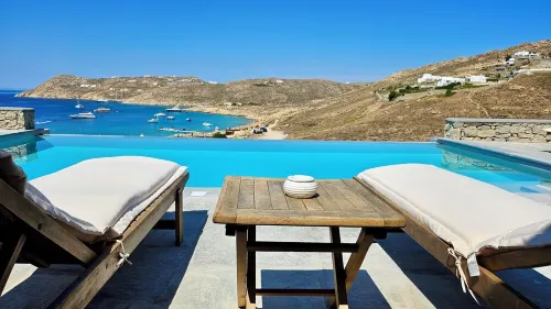 Villa with Private Infinity Pool, Steps from Elia Beach - Wi-Fi