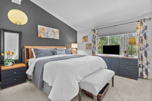 Winter getaway with cozy fireplace in this Elegant Lake Geneva condo