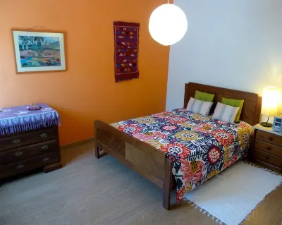 Spacious and charming with outside terrace. Very central. Free parking nearby.
