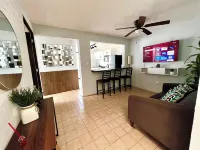 Comfortable modern apartment conveniently located for shopping and dining.