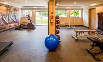 a well - equipped home gym with various exercise equipment , including a blue ball and weight rack at Best Western Plus Chelmsford Inn