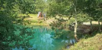 Waterfront Glamping Cabin On Private Blue Water Mountain Top Lake