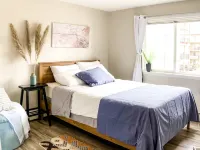 Peaceful Clean 2Bed/2Bath by Train w Office & Balcony