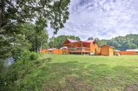 Deck & Hot Tub: Bryson City Riverfront Cabin! - 3-Star