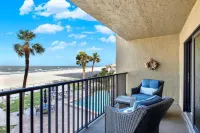 The Shores, updated Beach Front Condo, balcony with direct Gulf view, pool.