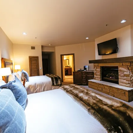 Deluxe Two Queen Room with Fireplace Hotel Room