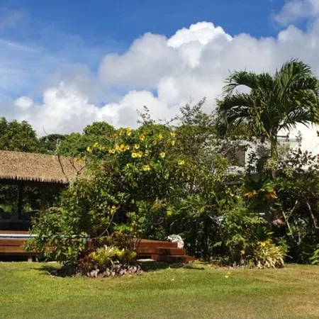 Vaniva's Villa nestled in a tropical garden oasis.