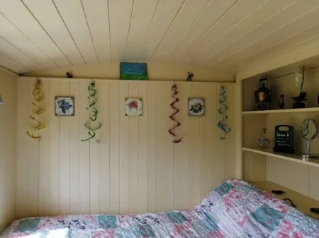 Willow Tree Shepherd's Hut with optional hot tub and shared EV charger.