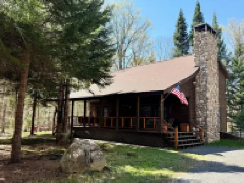 3 Bedroom, 2 Bath Secluded Old Forge Log Cabin Hotels in Webb
