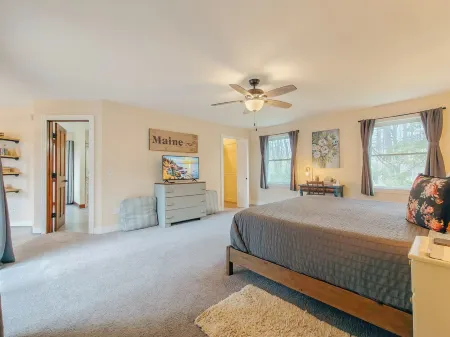 Spacious Pondside Firepit Retreat w/ Outdoor Dining, Grill & Firepit Near Acadia