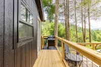 Modern cabin retreat with serene outdoor oasis