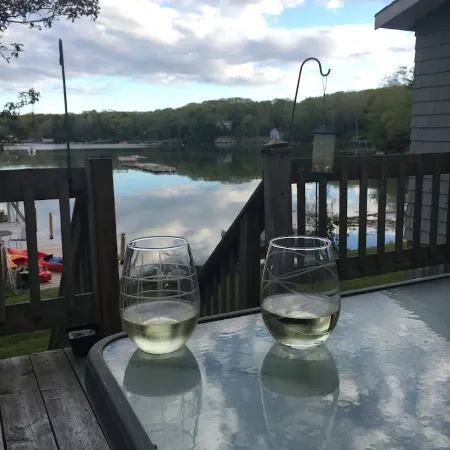 2 bedroom  1 bath, large deck and dock, on the water in peaceful cove,   Year