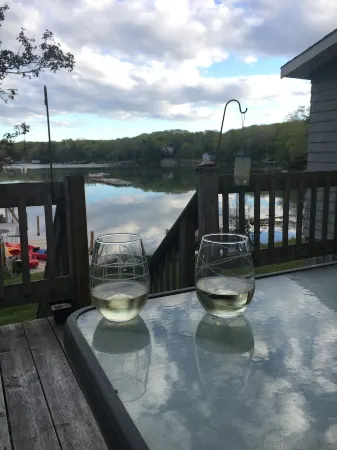 2 bedroom  1 bath, large deck and dock, on the water in peaceful cove,   Year