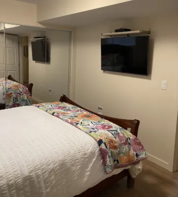 Cozy Fireplace for Winter Nights in  2 Bed, 2 Bath Walkout Basement Suite