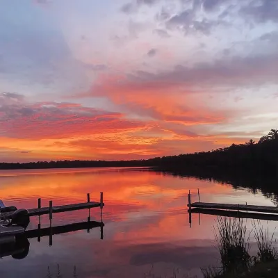 Cabin on private beach on a lake near Brainerd! 2 bedrooms, sleeps 7!