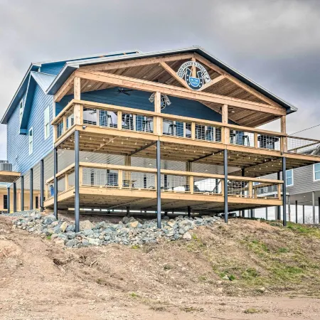 Upscale Riverfront Home w/ Beach & Fire Pit!