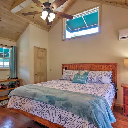 Deck & Hot Tub: Bryson City Riverfront Cabin!