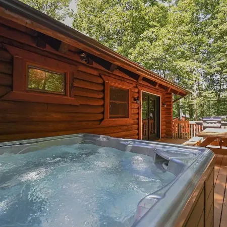Log Cabin Retreat w/ Hot Tub, Game Room, Fire Pit
