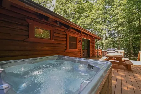 Log Cabin Retreat w/ Hot Tub, Game Room, Fire Pit