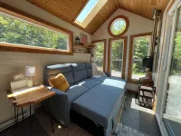 Private Brook-Side Tiny House in the Woods with Gazebo