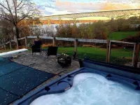 Hudson River views with pool and hot tub