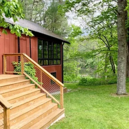 Hudson Valley stunning lake side modern barn in an Enchanted Forest