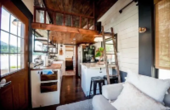 a riverfront retreat nestles on the Cowlitz River