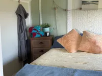 Oceanfront cabin with private beach and hot tub