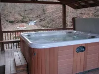 3BR, 2 Bath Cabin with full kitchen, living room, hot tub and spacious backyard.