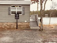 Waterfront Bungalow Nightly Panoramic View of Our Illuminated Covered Bridge Hotels in Galloway