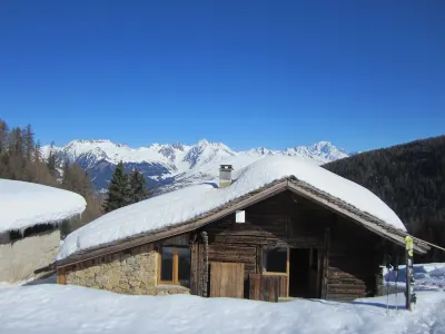 Typical Savoyard chalet with roof shingles, tufa walls and foist Hotels near ESF PLagne 1800