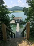 Colorful lakeside home with beautiful views and dock access