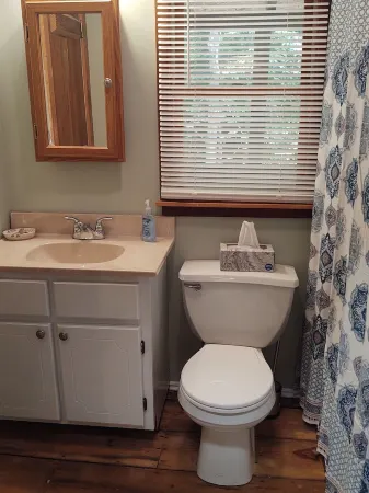 Authentic log cabin nestled in the woods by creek