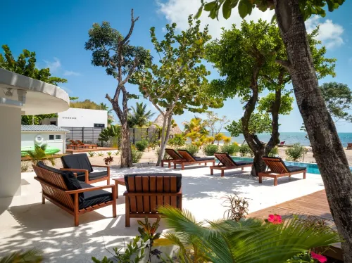 Oceanfront 4 Bedroom Bungalow with Private Pool, Large Beach Area and Staff