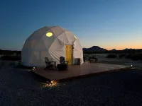 Southern Boho inspired Geodesic Dome nestled up next to Big Bend National Park.