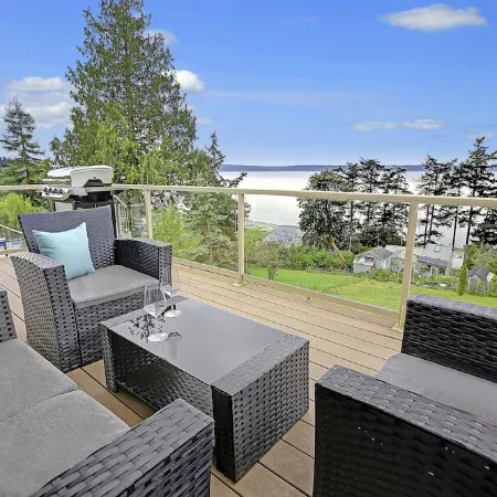 Pristine modern home with sweeping water views
