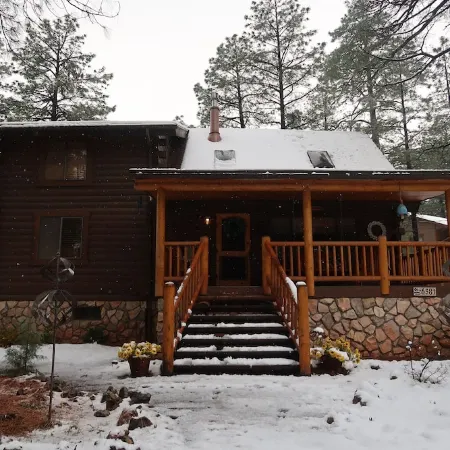 A Real Log Cabin in the Pines with a Huge Game Room and a Jacuzzi Tub! Отели в г. Пайн