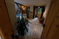 Landhaus Kunterbunt at the forest and river with chicken and sheep in the Thuringian Forest