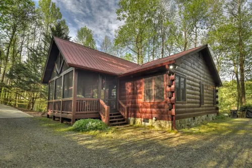 Lakeside Cabin w/ mountain views, dock, fire pit, hot tub, and much more!