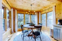 Dog-friendly cabin with covered porch, patio, firepit, fireplace, & grill