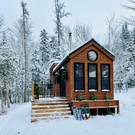 Private Brook-Side Tiny House in the Woods with Gazebo