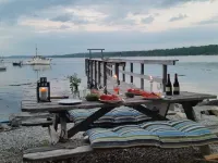 Historic Boathouse over Water, Stunning View, Private Pier + Dock + Mooring