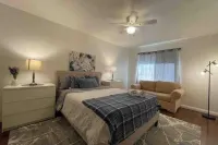 Cheerful 6 bedroom home with indoor fireplace.