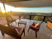 3 comfortable individuals cabins in a property with stunning views of the valley