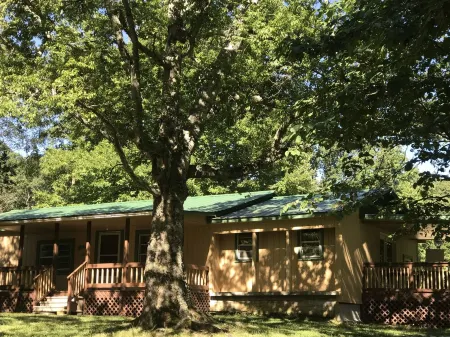 Peaceful Hills Retreat’s cottage is clean and cozy with a creek on 97 acres