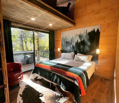 NEW! CAPER Treehouse: modern cabin-HOT TUB VIEWS!