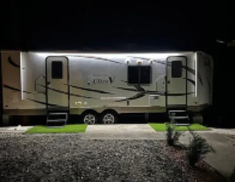 RV camper in a peaceful place