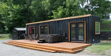 New Modern Shipping Container Home | Private Hot Tub | Hocking Hills