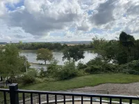 Quaint house on the bluffs overlooking the scenic Missouri River.