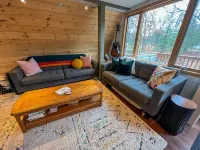 Modern A-Frame on fenced, wooded Lot. Pet friendly!